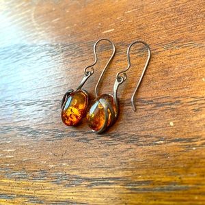 Sterling Silver Amber Drop Earrings